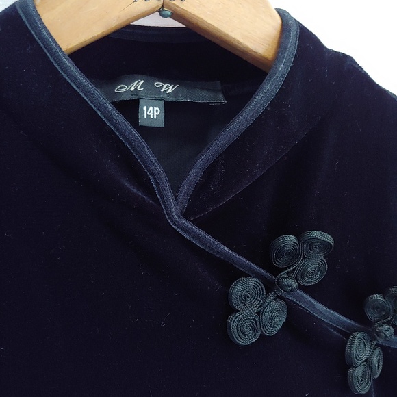 Girl's MW Stretch Velvet Cheongsam Dress - Picture 2 of 2